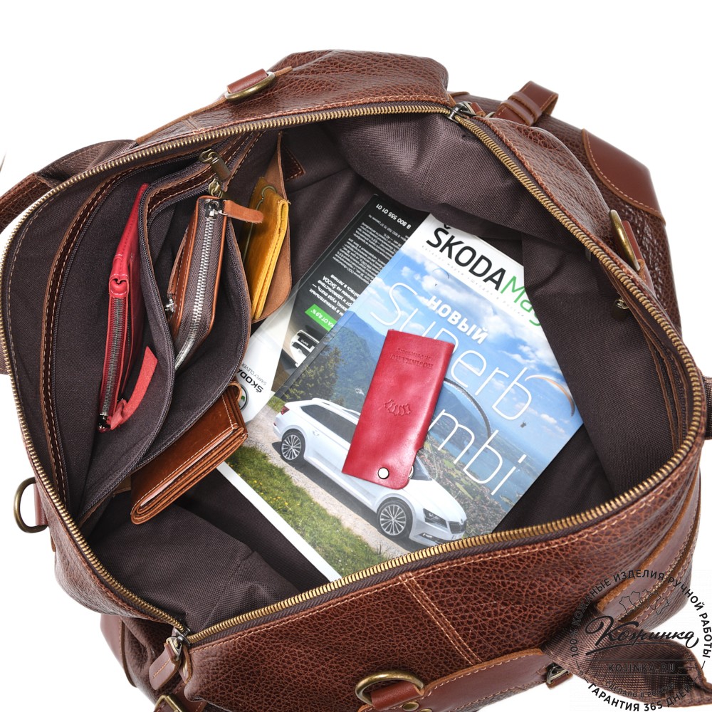 Кожаная дорожная сумка "Мегаполис" (фактура коричневая)